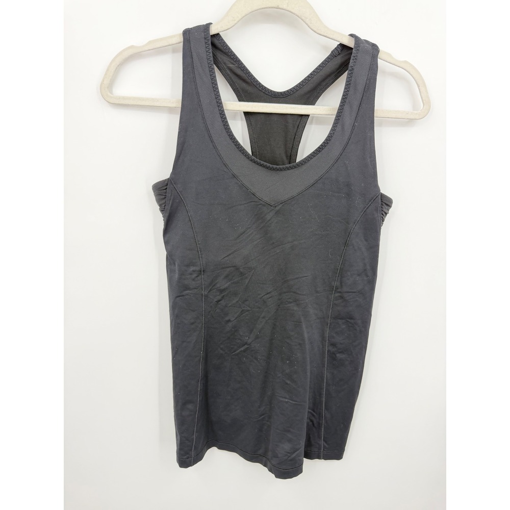 Lululemon tone it Tank Top Women 6 Black Racerback Cutout Activewear